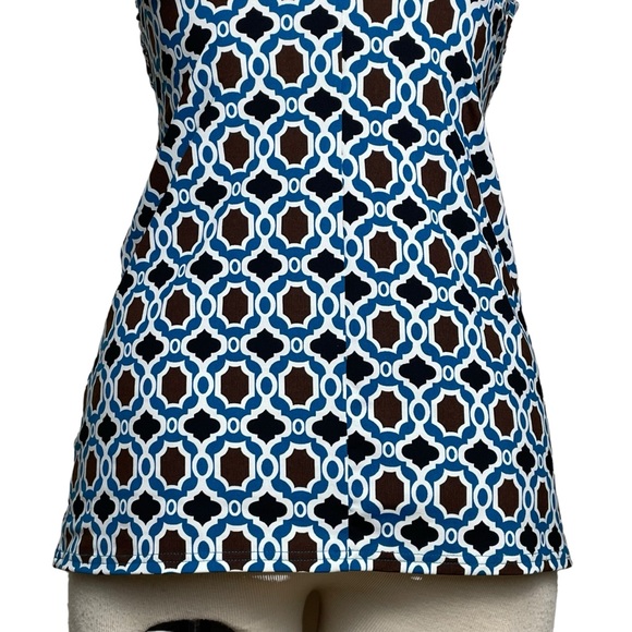 Lands End Tankini Swim Top Geometric Design Detachable Straps Underwire Bra 12 - Picture 11 of 14